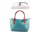 Seagreen Handbag + Silver Clutch